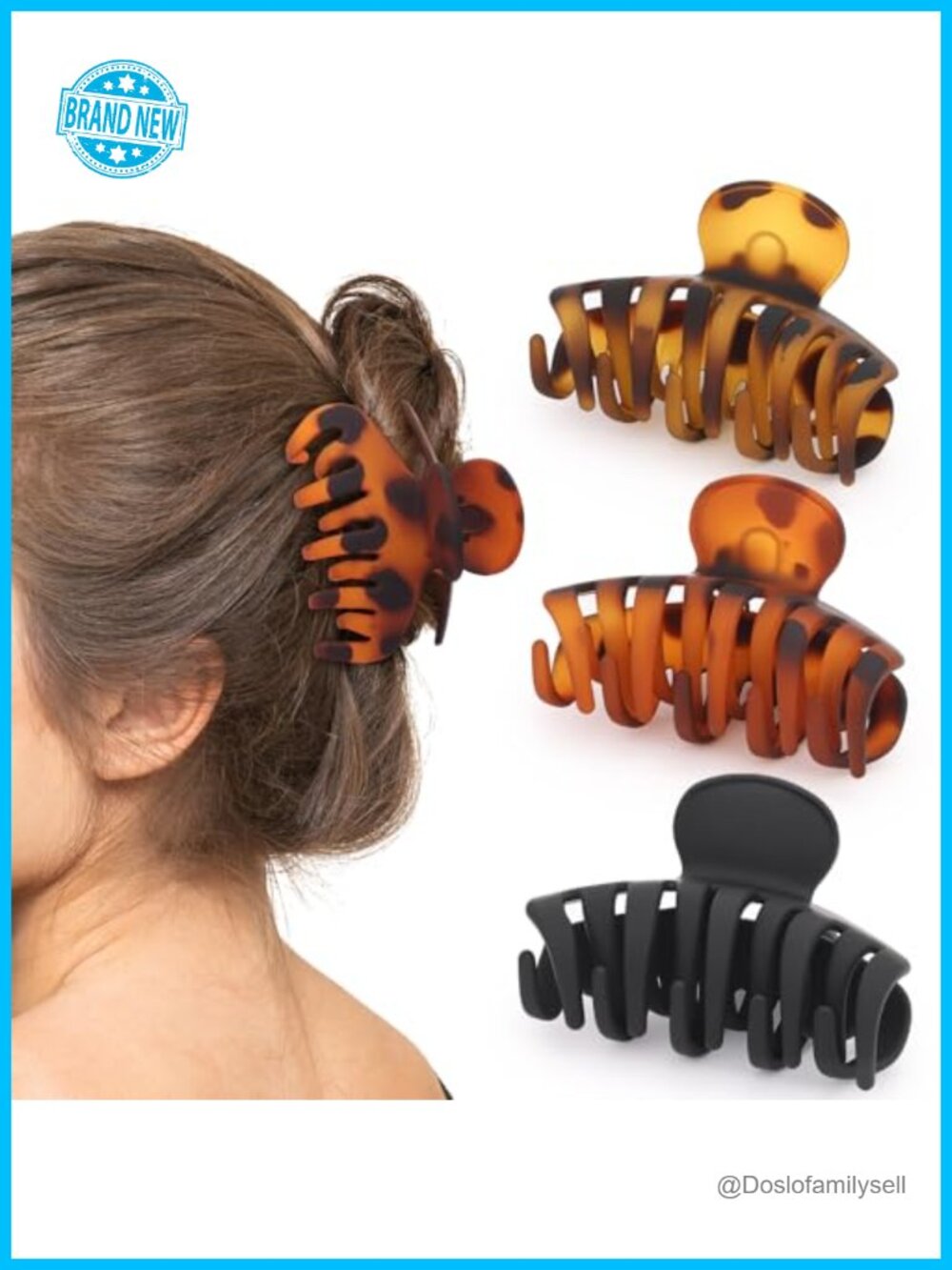 Matte Claw Hair Clips Polycarbonate 3.3 Inch Strong Hold 3 Pack